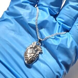 925 Sterling Silver Necklace Realistic Heart Pendant Valentines Birthday Gift